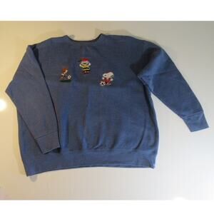 Charlie Brown Snoopy Patty Soccer Embroidered Sweatshirt Blue Women's XL